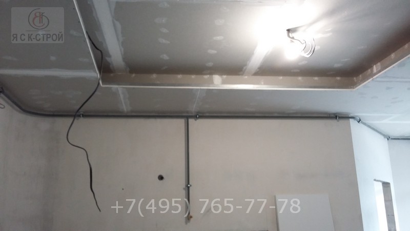 Монтаж потолка из гипсокартона на кухне ремонт квартиры под ключ